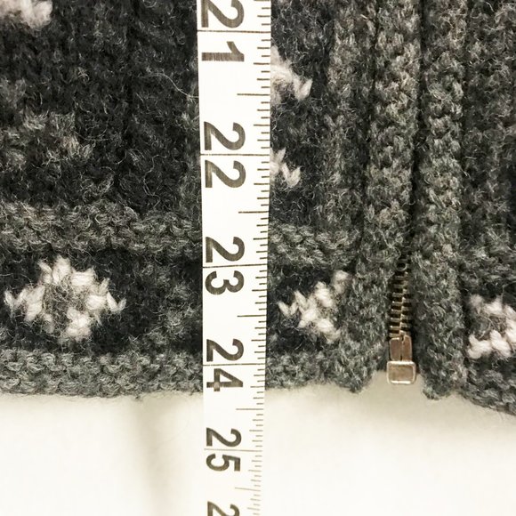 NOMADIC TRADERS Cardigan Sweater Full Zip Black Wool Fair Isle By Hand Size M - Picture 8 of 11